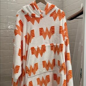 Vibrant Orange and White Hooded Whataburger Robe